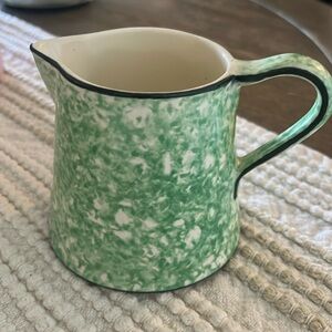 Vtg Stangl Town & Country Pottery Green Spongeware Hand Painted Ceramic Creamer
